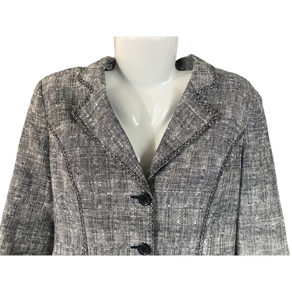 White House Black Market Womens Gray 3/4 Sleeve 3-Button Linen Blend Blazer SZ 8 - Picture 4 of 10